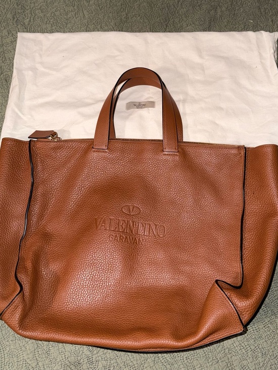 Valentino Garavani Other - Valentino Garavani Cognac Pebbled Leather Tote
